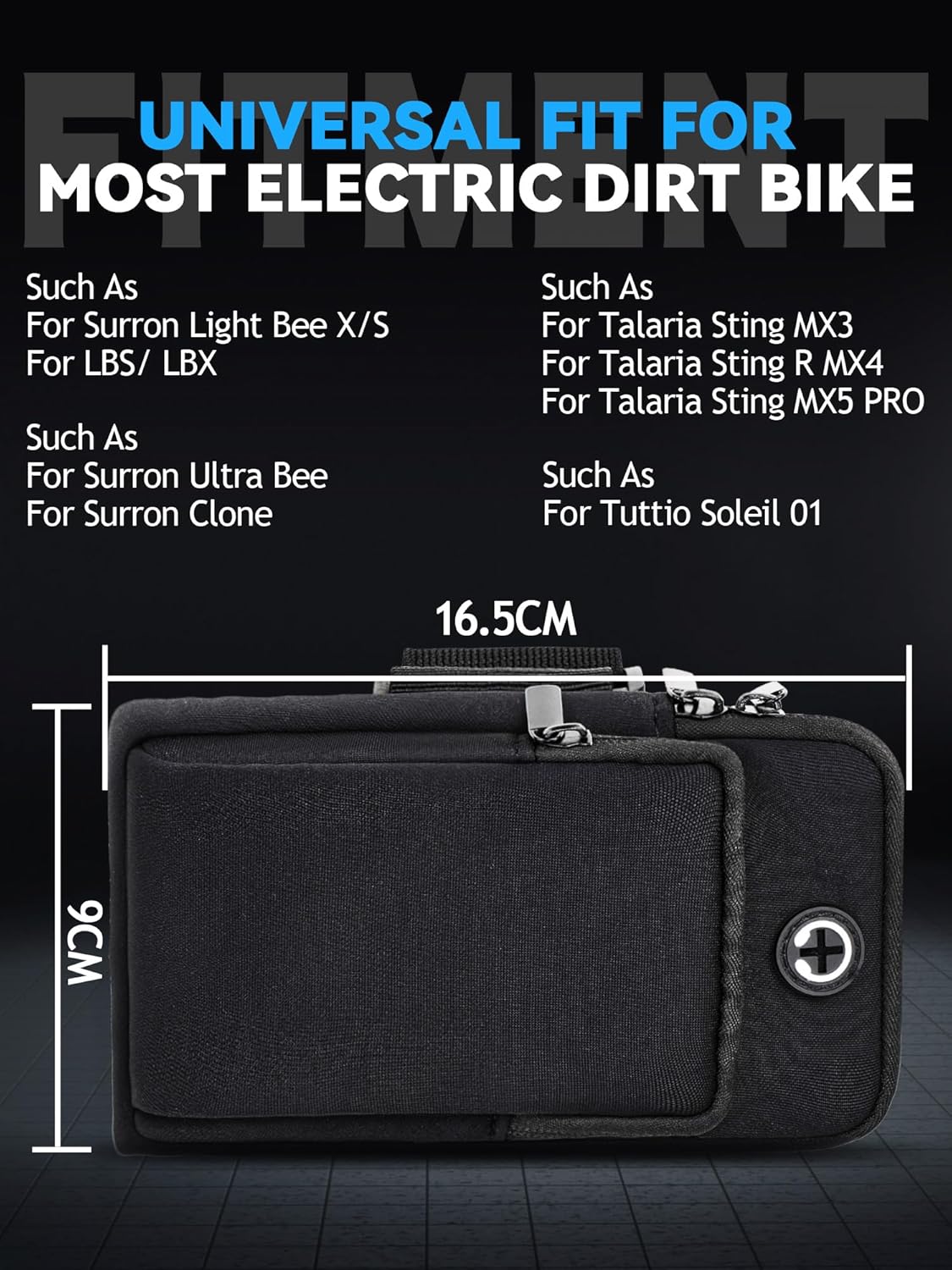 JFG RACING Frame Battery Bag for Electric Dirt Bike,Motorcycle Cover Storage Pouch for E Dirtbike Yozma IN10/Tutti Soleil 01/Surron Light Bee/E Ride Pro S SS SR/Talaria MX3 MX4 MX5 Ebike Accessories