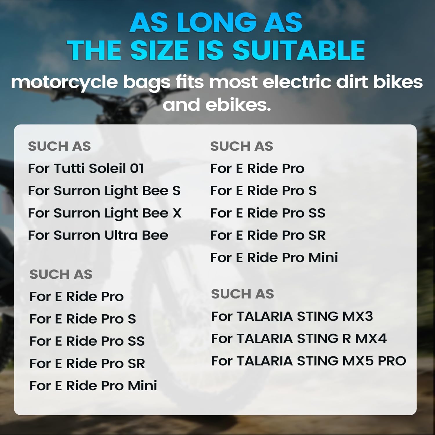 JFG RACING Frame Battery Bag for Electric Dirt Bike,Motorcycle Cover Storage Pouch for E Dirtbike Yozma IN10/Tutti Soleil 01/Surron Light Bee/E Ride Pro S SS SR/Talaria MX3 MX4 MX5 Ebike Accessories