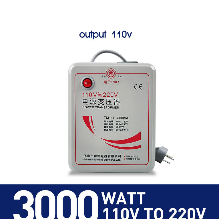 Shunhong 3000W Step-Up/Down Voltage Converter 110V–220V | 3KVA Toroidal Transformer | Heavy-Duty Single Phase Power Converter