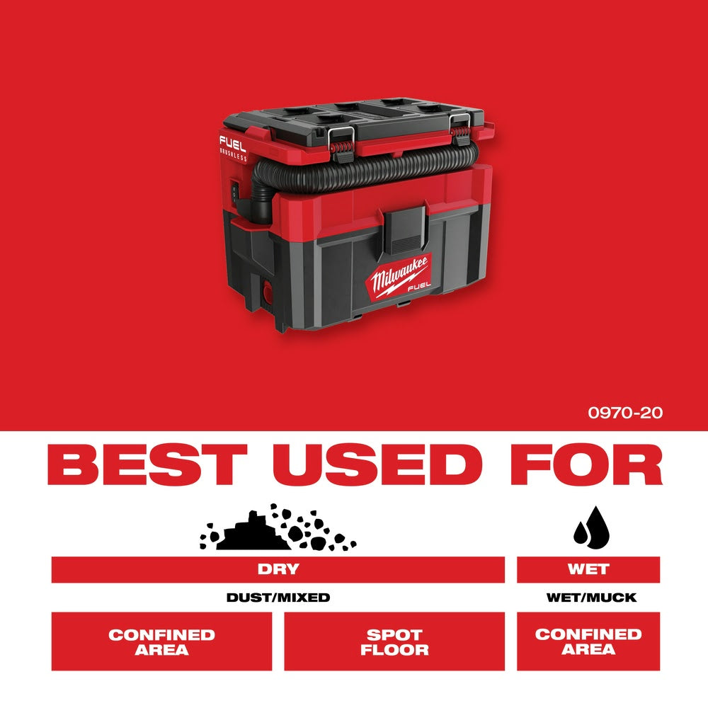 Milwaukee  0970-20 M18 FUEL PACKOUT 2.5 Gallon Wet/Dry Vacuum, Bare