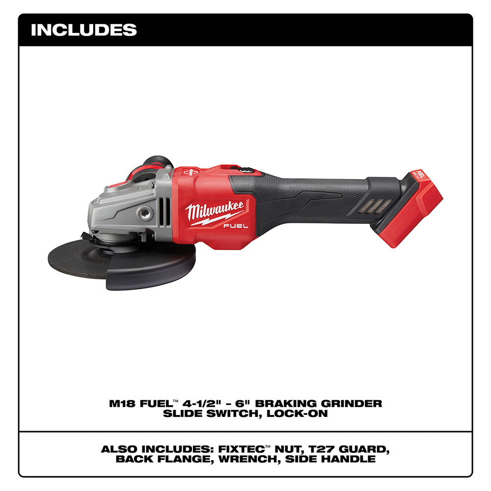 Milwaukee 2981-20 M18 FUEL 4-1/2" - 6" GRINDER, SLIDE SWITCH LOCK-ON, Bare