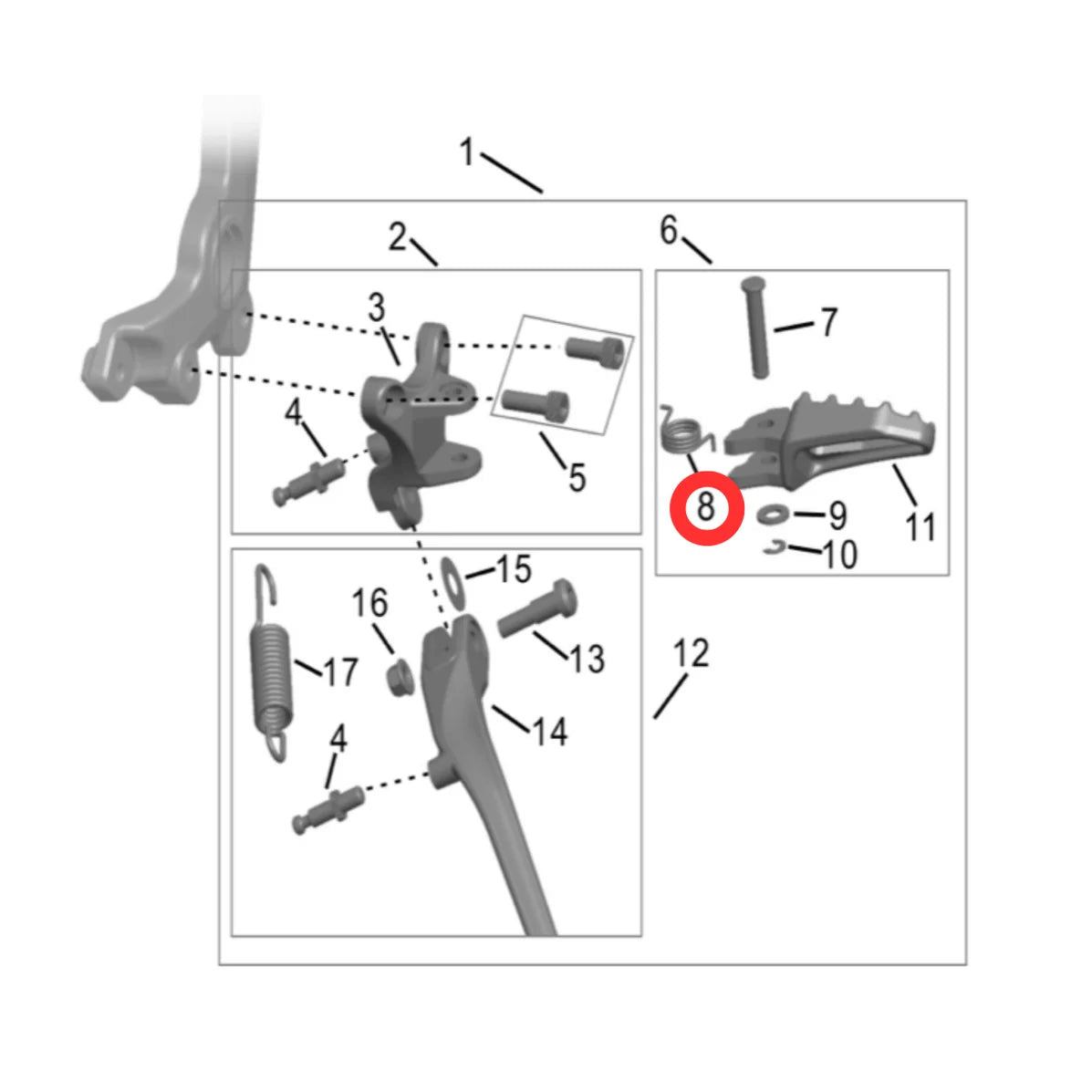 Hyper Bee Footpeg Spring (Left)