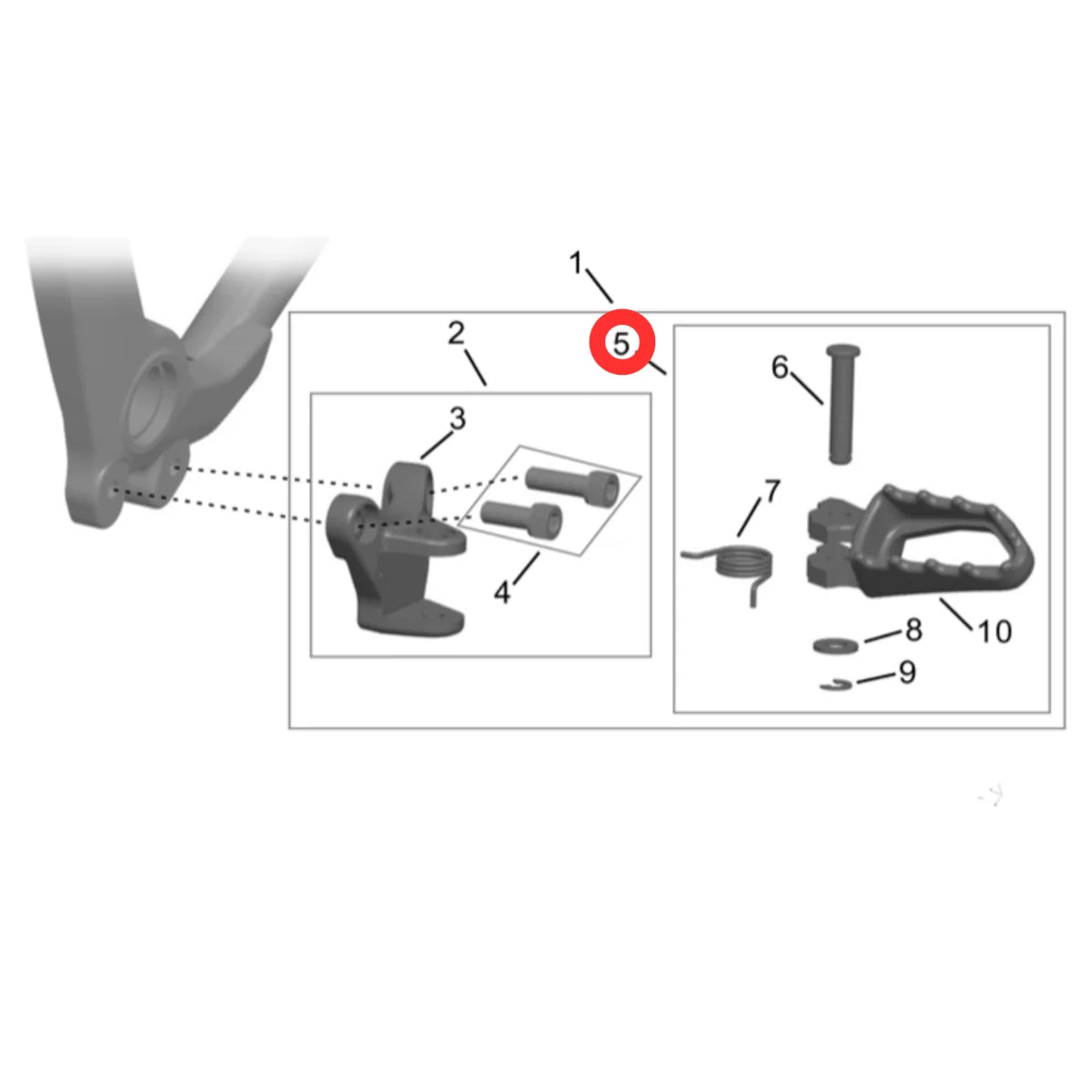 Hyper Bee Right Footpeg Assembly with Mounting Bracket