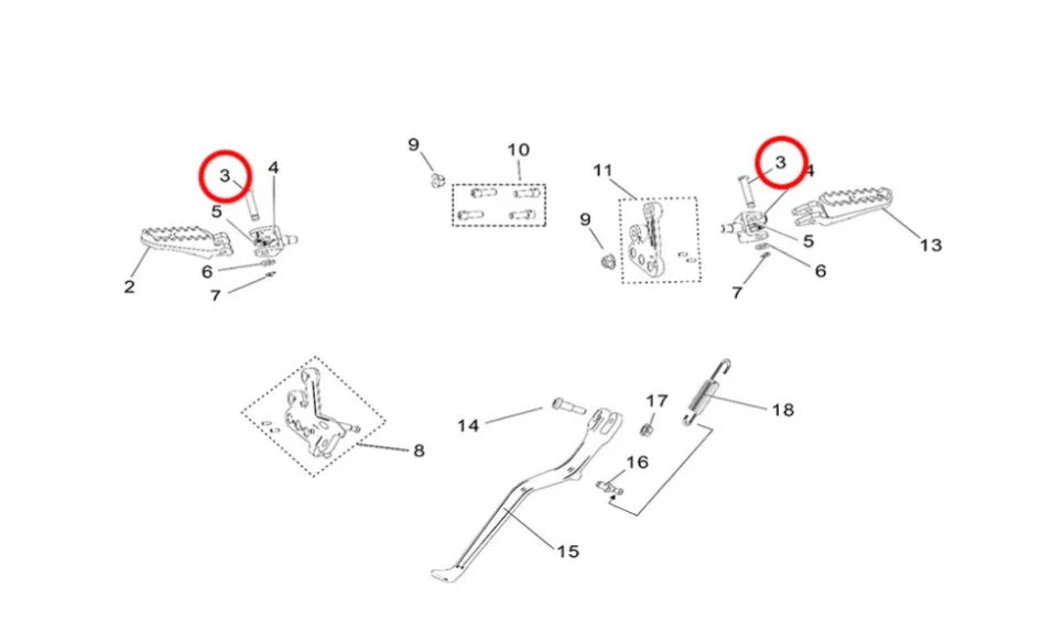 Light Bee / Hyper Bee Footpeg Mounting Pin
