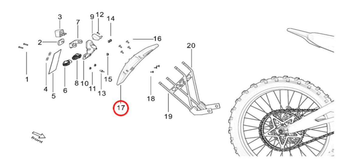 Light Bee Rear Tire Hugger - Surron Canada